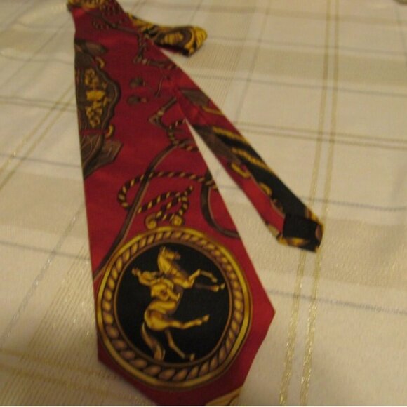 Vintage Mens Tie Wathne Pony Horse Equestrian Sandle Tack Silk Necktie  johanpa - Picture 6 of 7
